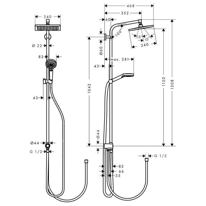 Shower sets HANSGROHE Crometta E 240, 27289000