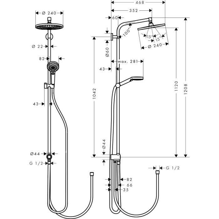 Dušas komplekts HANSGROHE Crometta S, 27270000