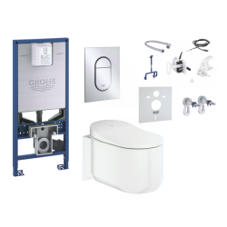 Potinkamais WC rāmis (5 in 1) ir viedais piekārtais tualets GROHE Sensia Arena Rimless ar bidē