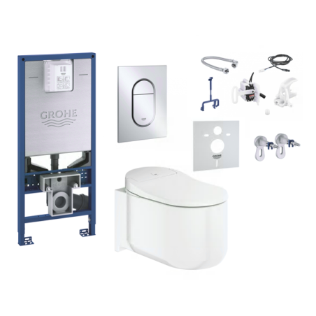 Встраиваемая рама для унитаза (5 в 1) — это умный подвесной унитаз GROHE Sensia Arena Rimless с биде.