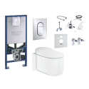 Potinkamais WC rāmis (5 in 1) ir viedais piekārtais tualets GROHE Sensia Arena Rimless ar bidē