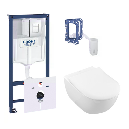GROHE Rapid SL 5 in 1 concealed toilet frame + VILLEROY & BOCH Subway 2.0 Direct Flush WC with SlimSeat toilet