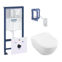 Potinkinis tualeta rāmis GROHE Rapid SL 5 in 1 + piekārtais tualets VILLEROY & BOCH Subway 2.0 Direct Flush WC ar SlimSeat dan