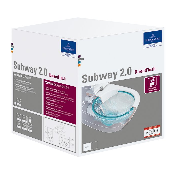 Подводной рама унитаза GROHE Rapid SL 5 в 1 + подвесной унитаз VILLEROY & BOCH Subway 2.0 Direct Flush WC с SlimSeat dan