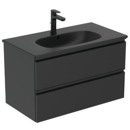 Piekaramā vannas skapītis ar izlietni IDEAL STANDARD Tesi 60 cm, melns-matēts