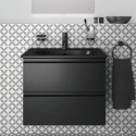 Hanging bathroom cabinet with sink IDEAL STANDARD Tesi 80 cm, black-matt
