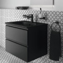Hanging bathroom cabinet with sink IDEAL STANDARD Tesi 80 cm, black-matt