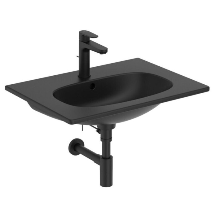 Piekaramā vannas skapītis ar izlietni IDEAL STANDARD Tesi 80 cm, melna-matēta