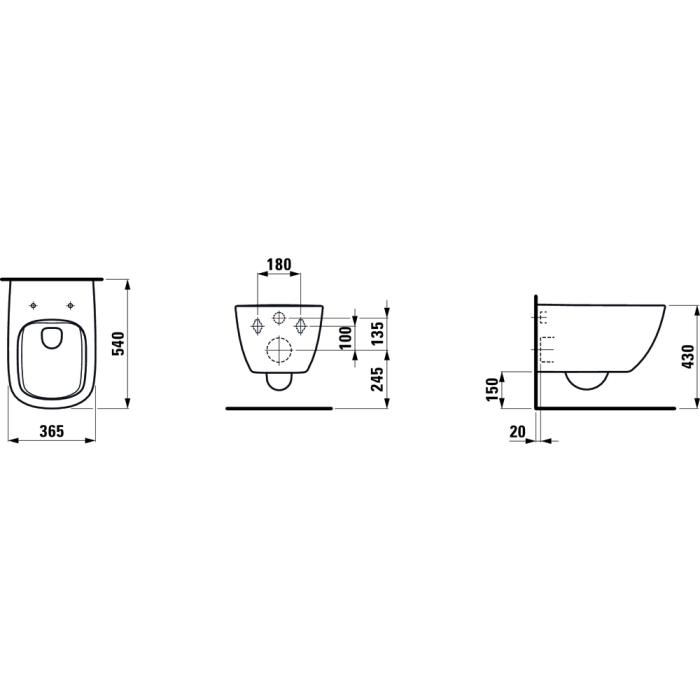 Pakabināms tualetes pods LAUFEN Palomba Rimless ar Slowclose vāku