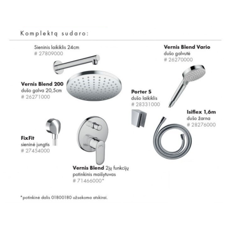 Встраиваемые душевые комплекты HANSGROHE Vernis Shape 200