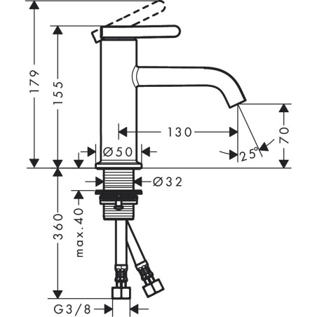Izlietnes jaucējkrāns HANSGROHE Axor One 70, 48001000