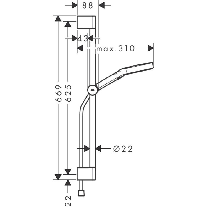 Комплекты душевых стоек HANSGROHE Rainfinity S Puro 65 см, 28745000