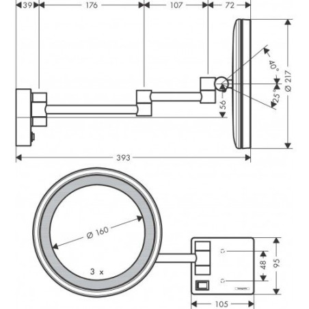 Mirror for shaving with LED light HANSGROHE AddStoris, 41790000