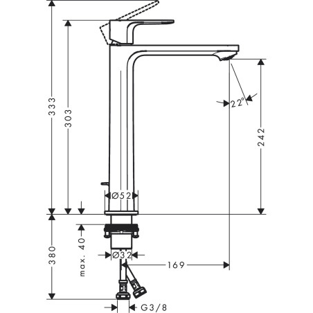 Смеситель для раковины с донным клапаном HANSGROHE Reblis E 240 CoolStart, 72581000