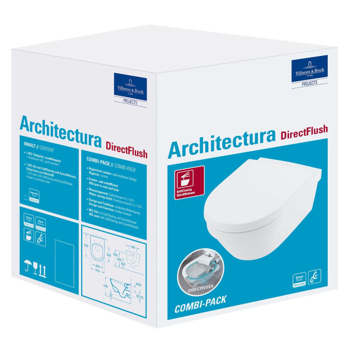 Piekaramais tualetes pods VILLEROY & BOCH Architectura, Rimless 4694HR01