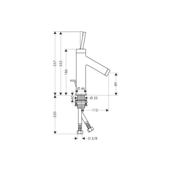 Washbasin mixer with pop-up waste HANSGROHE Axor Starck 90, 10111000