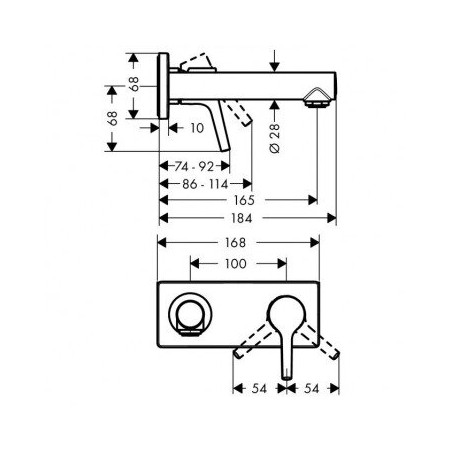 Built-in sink mixer HANSGROHE Talis S 165 mm, 72110000