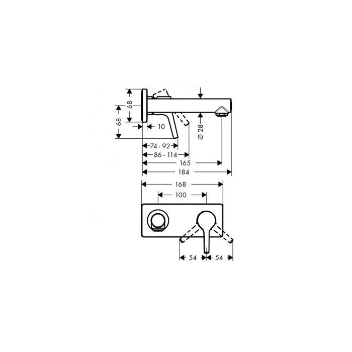 Built-in sink mixer HANSGROHE Talis S 165 mm, 72110000