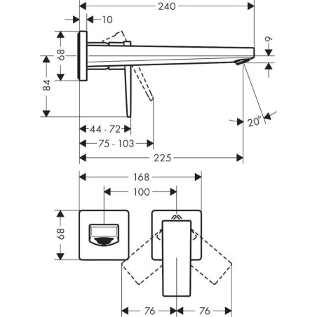 Iebūvējamais maisītājs izlietnei HANSGROHE Metropol 225 mm, 32526000