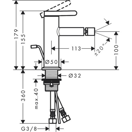 Bidē maisītājs HANSGROHE Axor One 100, 48210990