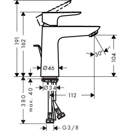 Washbasin mixer with bottom valve HANSGROHE Talis E 110, 71710990
