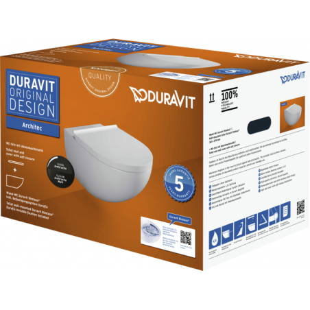 Подвесной унитаз DURAVIT Architec Rimless с крышкой Soft close, 45726989A1