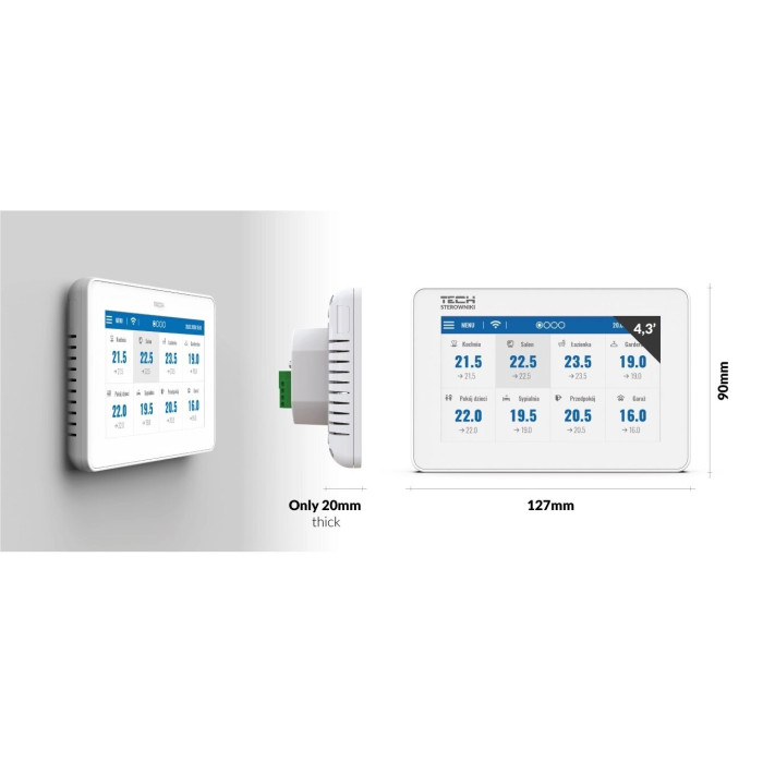 Control panel for floor heating with laid sensors TECH EU-M-9