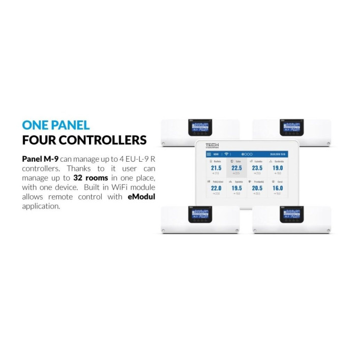 Control panel for floor heating with laid sensors TECH EU-M-9