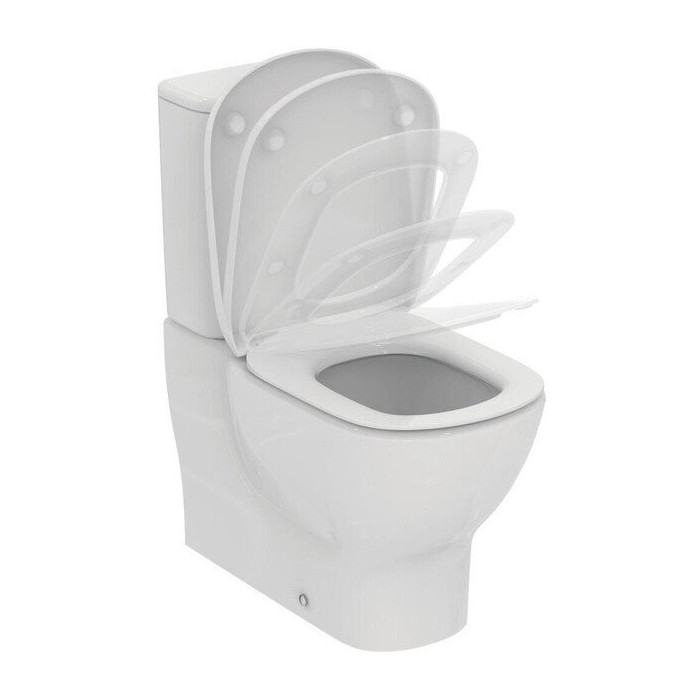 The building toilet with a thin slow-closing lid IDEAL STANDARD Tesi with AquaBlade technology