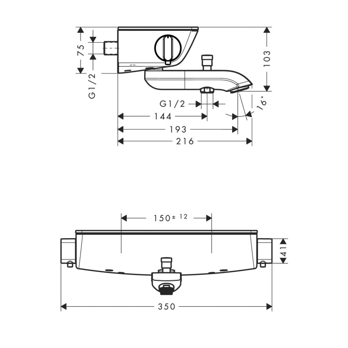 Termostatiskais vannas - dušas maisītājs HANSGROHE Ecostat Select, 13141000