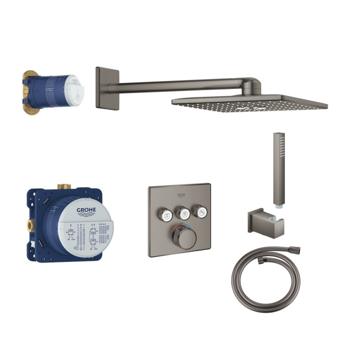 GROHE Grohtherm SmartControl built-in thermostatic shower set, graphite