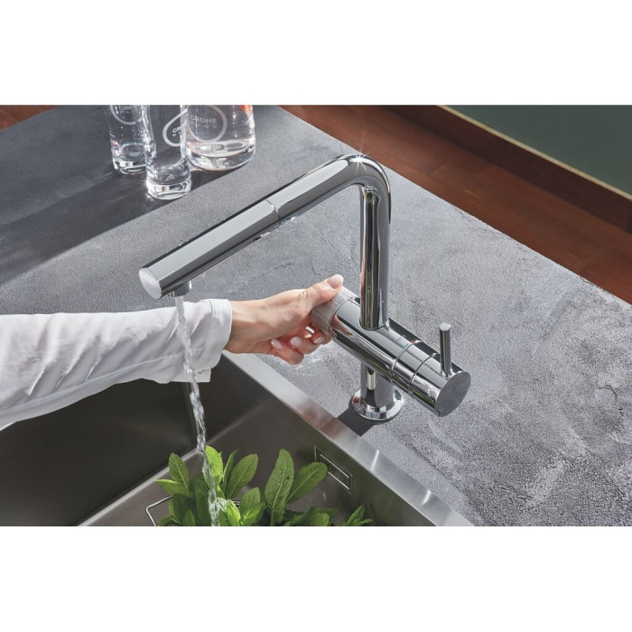 Кухонный смеситель с выдвижным изливом GROHE Blue Pure Minta, 30590000