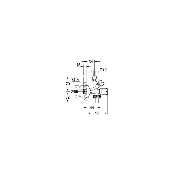 GROHE Valve Adapter 1/2"" x 3/8"" x 3/4"", 22036000