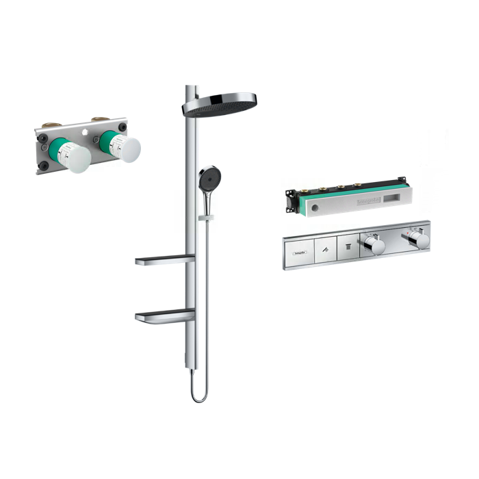 Potinkinis termostatiskais dušs 4 in 1 komplekts HANSGROHE Rainfinity Showerpipe 360 1jet, hroms