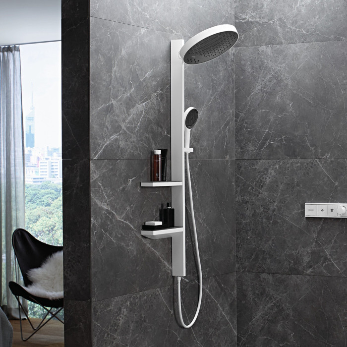 Встраиваемый термостатический душ 4 в 1 комплект HANSGROHE Rainfinity Showerpipe 360 1jet, матовый белый
