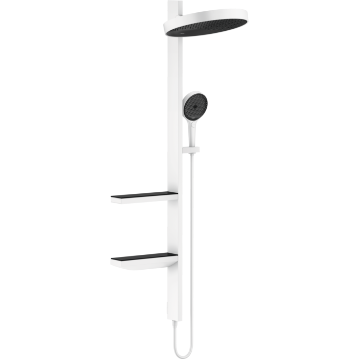 Potinkinis termostatiskais dušs 4 in 1 komplekts HANSGROHE Rainfinity Showerpipe 360 1jet, Matēta balta