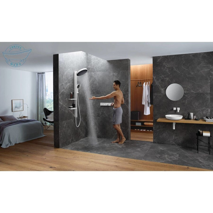 Built-in thermostatic shower 4 in 1 set HANSGROHE Rainfinity Showerpipe 360 1jet, Matt White