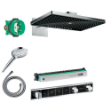 Iebūvēts termostatiskais dušas komplekts 5 in 1 HANSGROHE Rainmaker Select 460 3jet, melns/hromēts