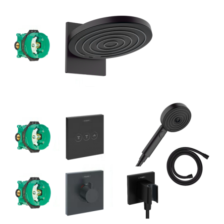 Built-in thermostatic shower 7 in 1 set HANSGROHE Pulsify S 260, 2jet, Matt Black