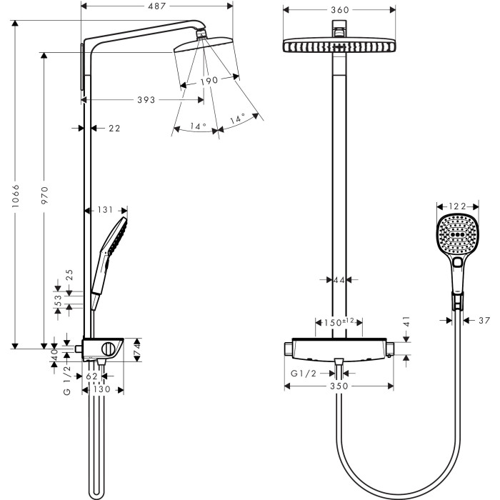 Thermostatic rain shower system HANSGROHE Raindance Select E, 27112400