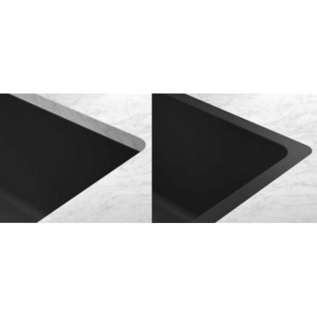 FRANKE MARIS MRG 210/110-52 stone (granite) sink, with an eccentric valve set, installed under the countertop.