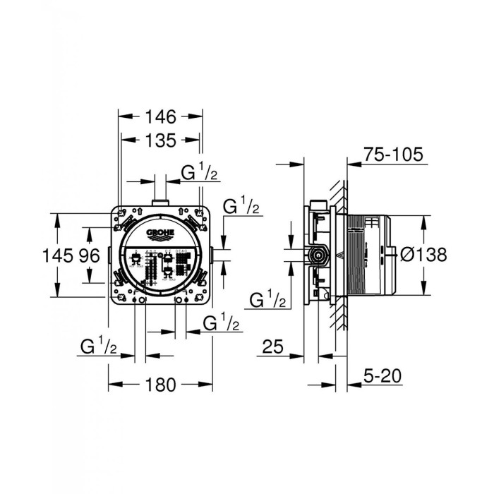 Potinkinā kaste maisītājam GROHE Rapido SmartBox, 35604000