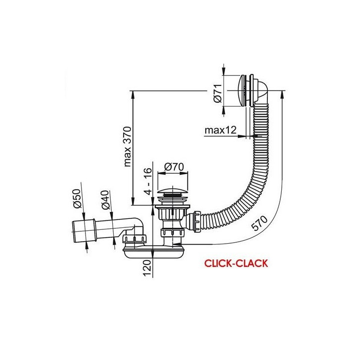 Sifons vannai RAVAK 800 Click Clack, X01472