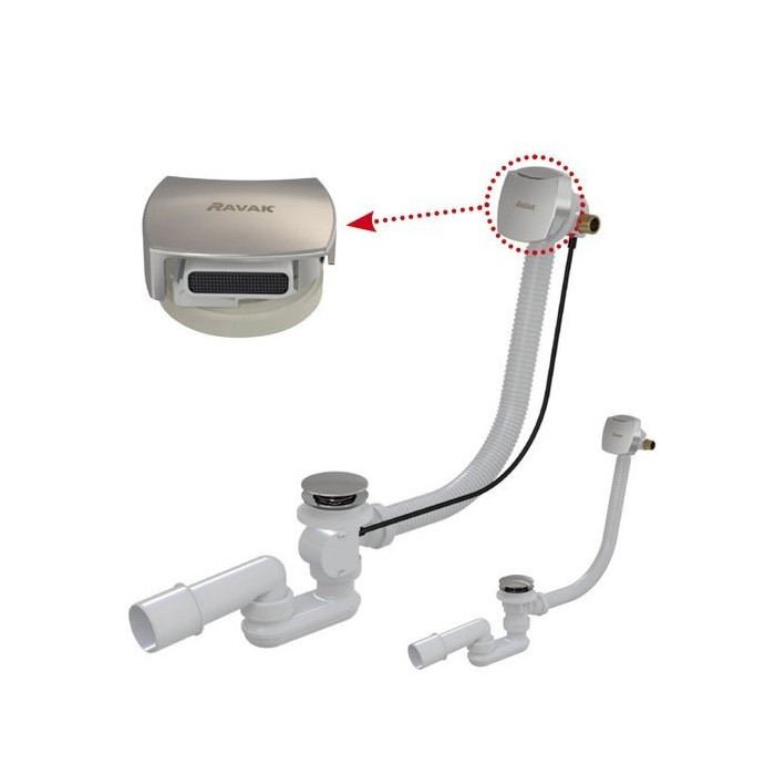 RAVAK bathtub siphon filling the bathtub with water 800 Click Clack, X01505