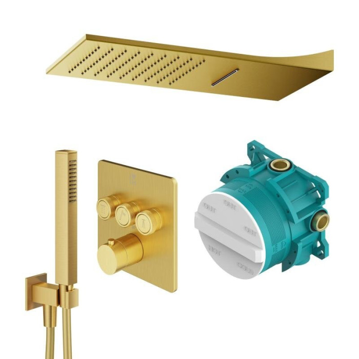 Built-in thermostatic shower set MARINER Eden B, Brushed gold