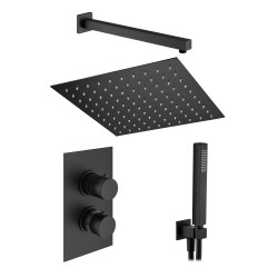 Potinkamais termostatiskais dušas komplekts ar turētāju no siens MARINER Quadrum komplekts, Matt Black