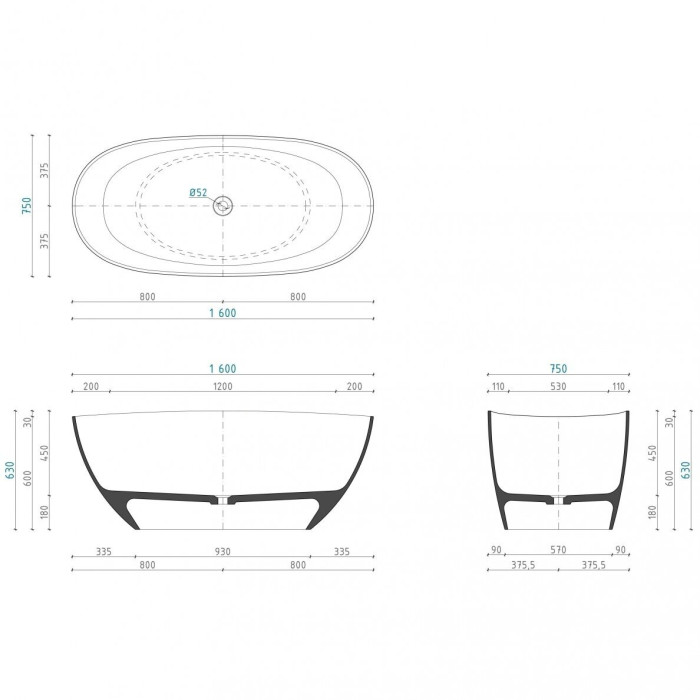 Aquastone stone mass bath AQS1