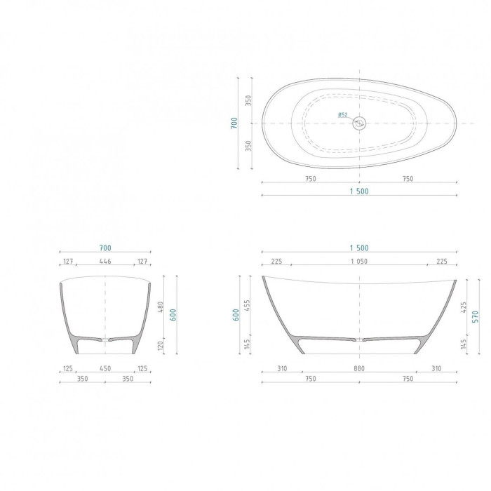 Aquastone AQS3 stone mass bathtub