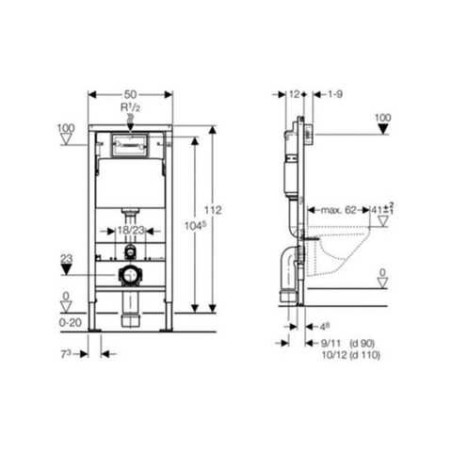 Potinkamā WC rāmja komplekti GEBERIT Duofix Basic UP100 Delta, 458103001