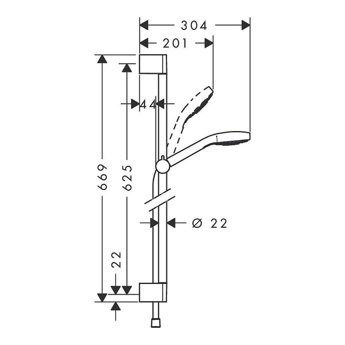 Dušas stenda komplekti HANSGROHE Croma Select S 65 cm 3jet strūklas 14,7 l min, 26562400